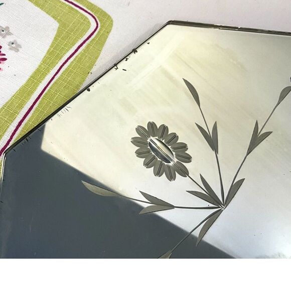 Etched top mirror vintage wall mirror must see - Picture 6 of 8